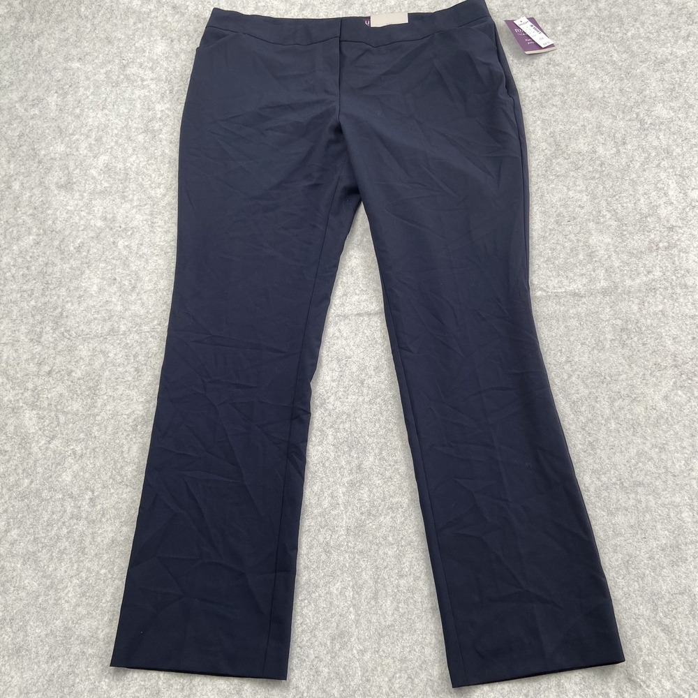 Roz & Ali Dress Pants Womens 16 (41x33) Blue Twill Straight Pull On Stretch